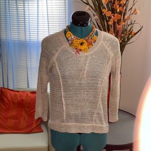 Candies | Hi- Lo Knit Sequin Tan Sweater
